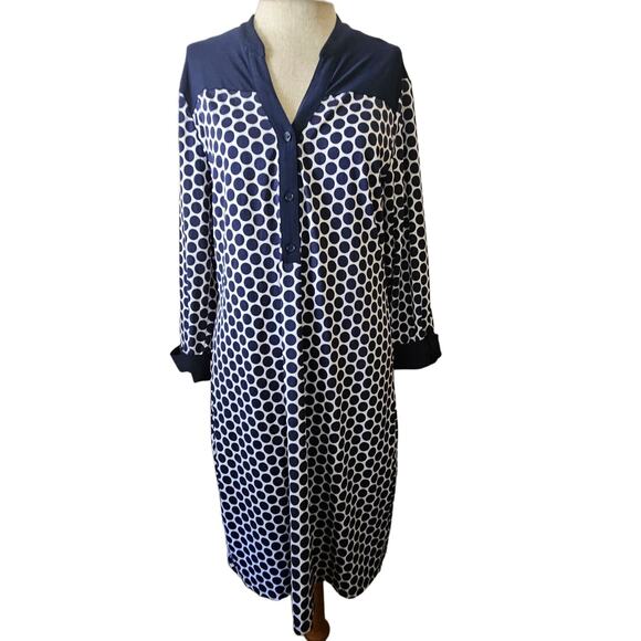 Navy Blue Polka Dot Dress Size Medium - Picture 1 of 5